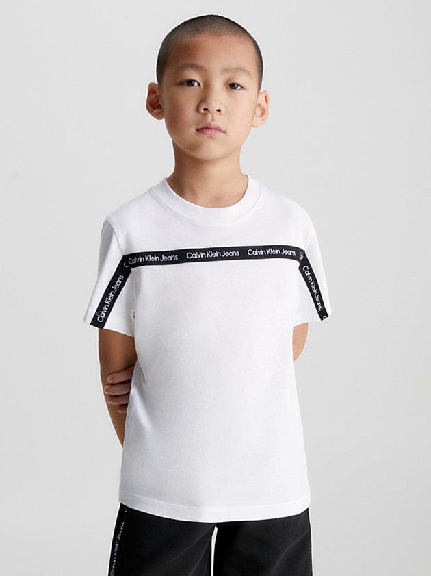 Calvin Klein USA Organic Cotton Logo Boys T-Shirt White 2890534-VF